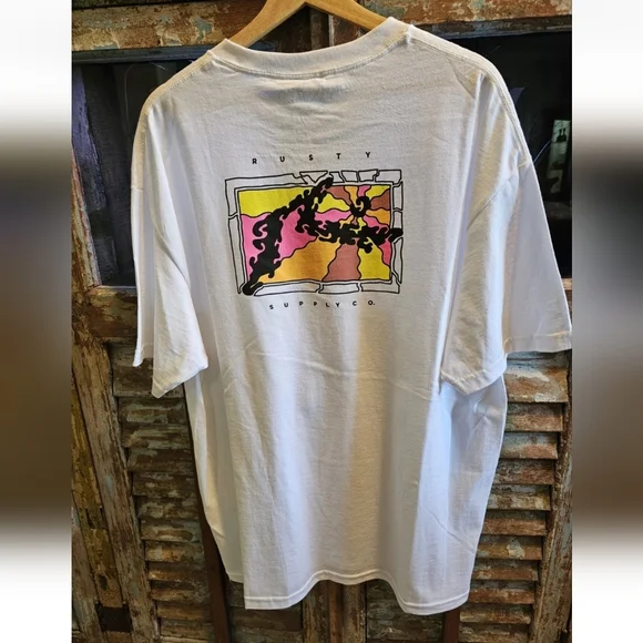 Rusty Surf Co Graphic Tee Rust Vision White T-shirt Xl - Picture 1 of 3
